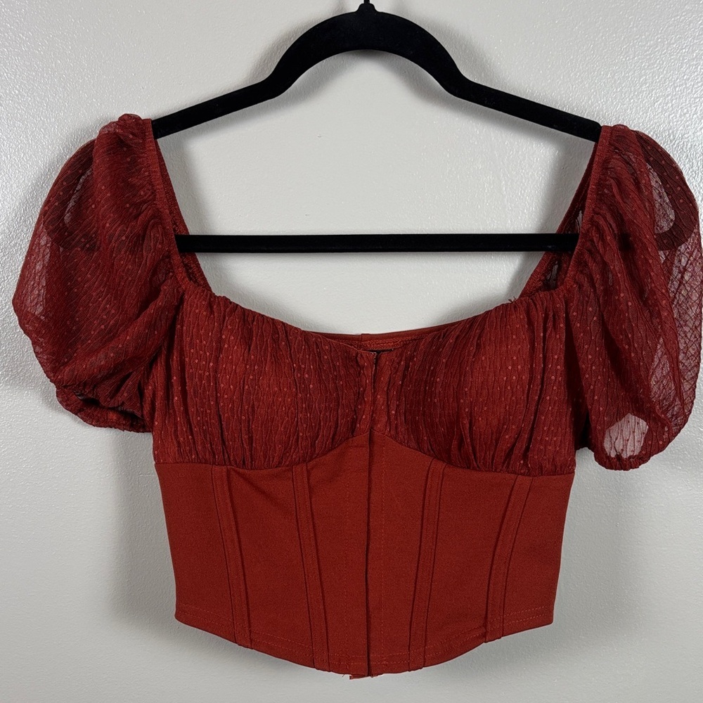 Windsor Cropped Corset Puff Sleeve Top - Picture 8 of 8